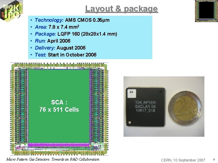 Layout & package • • • Technology: AMS CMOS 0. 35µm Area: 7. 8