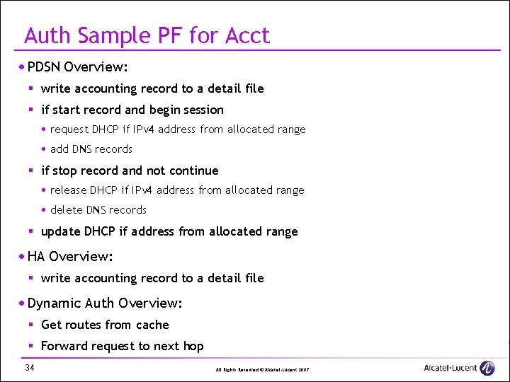 Auth Sample PF for Acct · PDSN Overview: § write accounting record to a