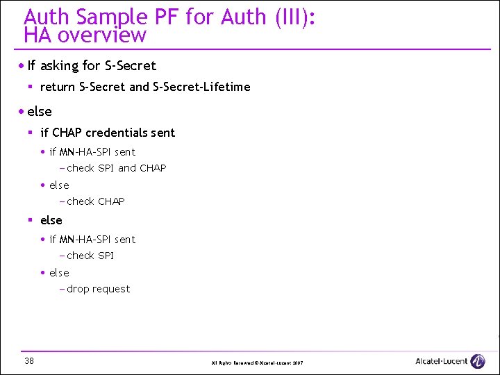 Auth Sample PF for Auth (III): HA overview · If asking for S-Secret §