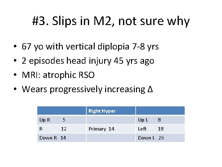 #3. Slips in M 2, not sure why • • 67 yo with vertical