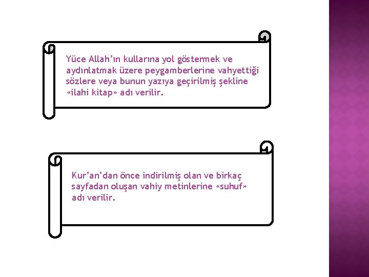 Yüce Allah’ın kullarına yol göstermek ve aydınlatmak üzere peygamberlerine vahyettiği sözlere veya bunun yazıya