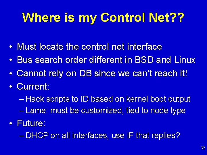 Where is my Control Net? ? • • Must locate the control net interface