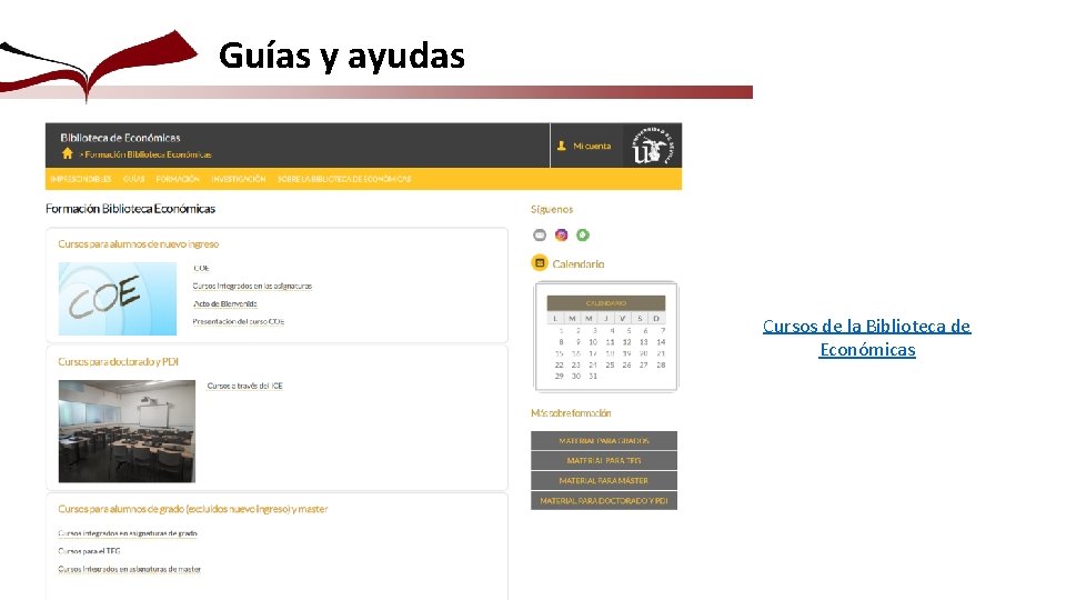 Guías y ayudas Cursos de la Biblioteca de Económicas 