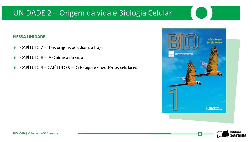 UNIDADE 2 – Origem da vida e Biologia Celular NESSA UNIDADE: ● CAPÍTULO 7