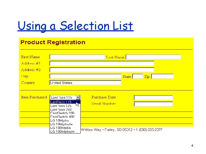 Using a Selection List 4 
