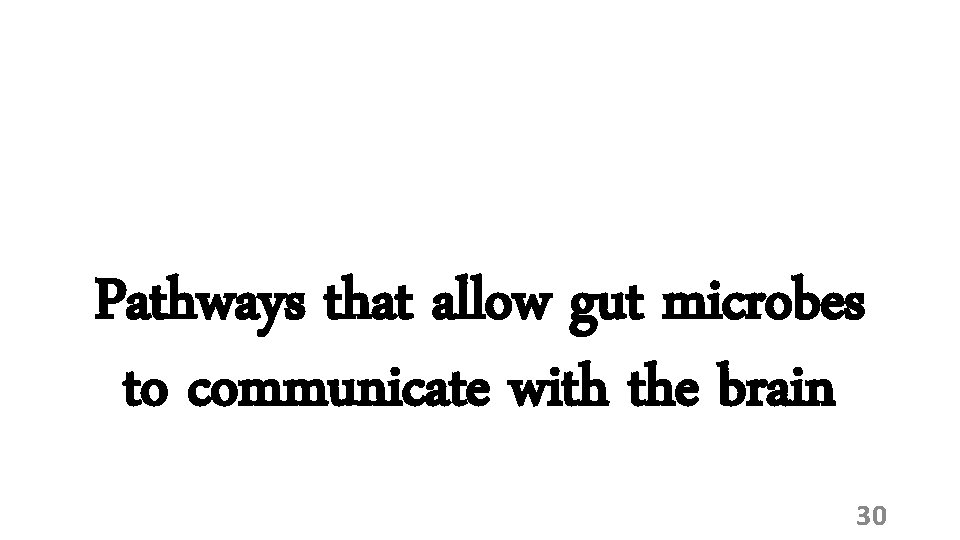 Pathways that allow gut microbes to communicate with the brain 30 