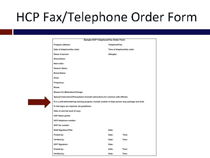 HCP Fax/Telephone Order Form 