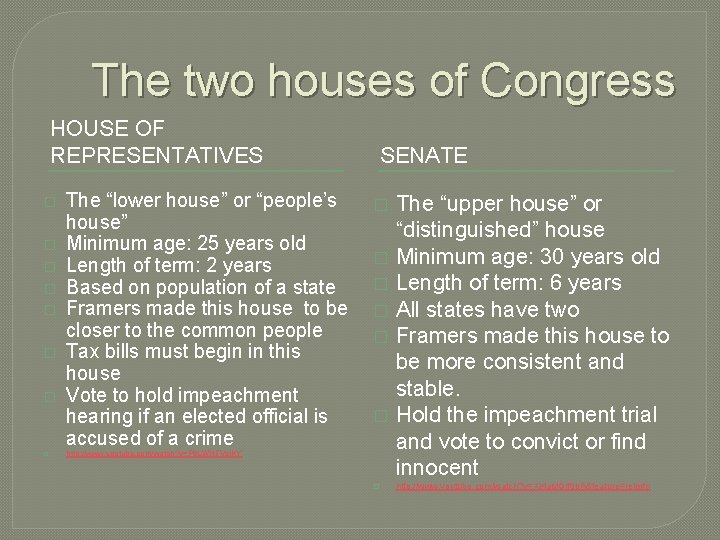 Separation of Powers The three branches of government