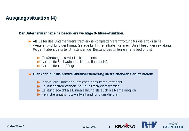 Ausgangssituation (4) Der Unternehmer hat eine besonders wichtige Schlüsselfunktion. 8 Als Leiter des Unternehmens