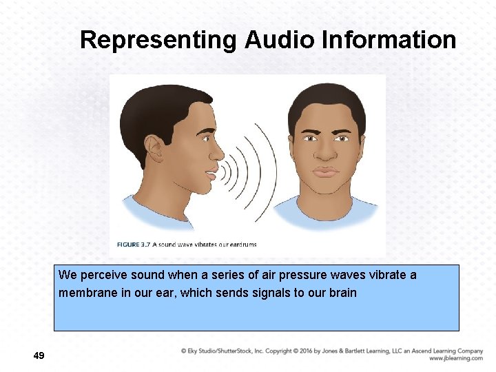 Representing Audio Information We perceive sound when a series of air pressure waves vibrate