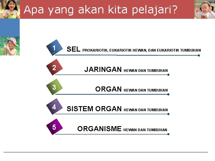 Apa yang akan kita pelajari? 1 SEL PROKARIOTIK, EUKARIOTIK HEWAN, DAN EUKARIOTIK TUMBUHAN 2