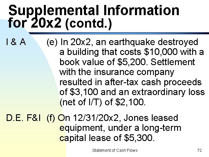 Supplemental Information for 20 x 2 (contd. ) I&A (e) In 20 x 2,