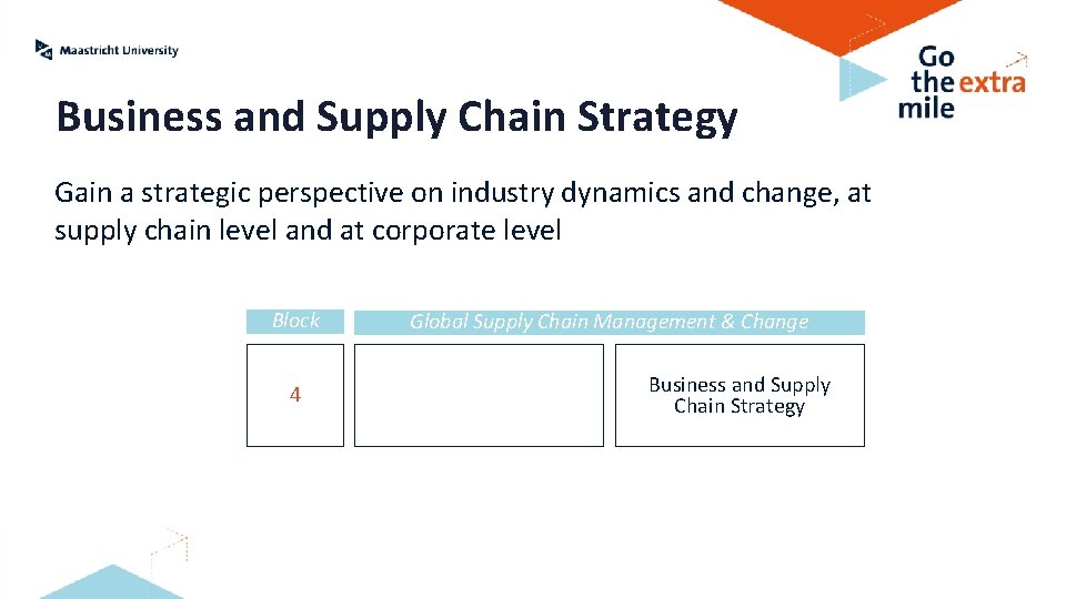 Business and Supply Chain Strategy Gain a strategic perspective on industry dynamics and change,