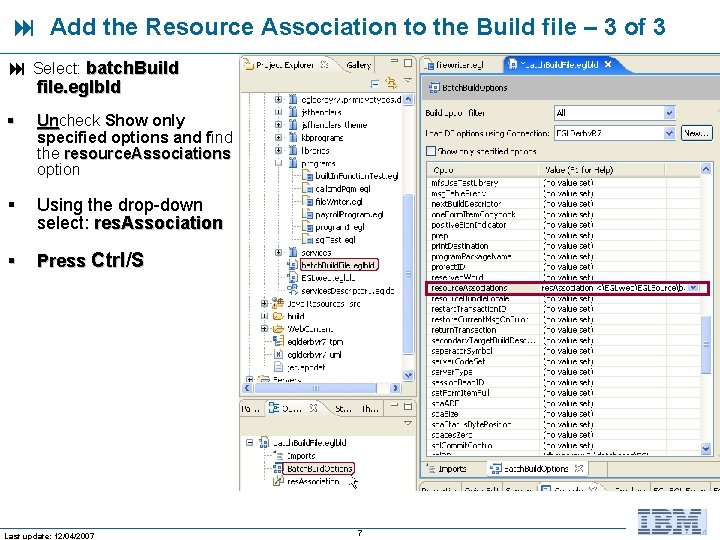  Add the Resource Association to the Build file – 3 of 3 Select:
