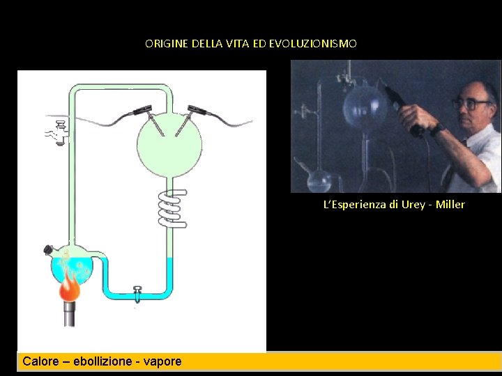 ORIGINE DELLA VITA ED EVOLUZIONISMO L’Esperienza di Urey - Miller Calore – ebollizione -