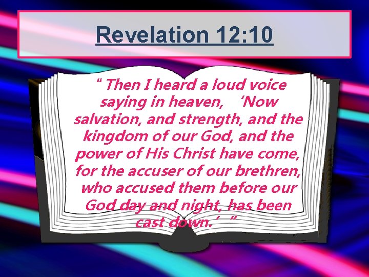 Revelation 12: 10 “Then I heard a loud voice saying in heaven, ‘Now salvation,