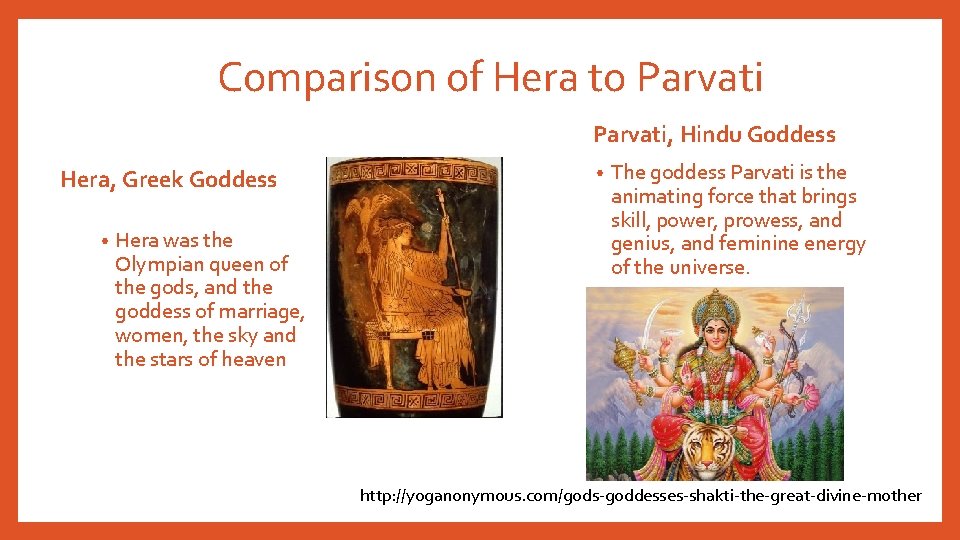 Comparison of Hera to Parvati, Hindu Goddess Hera, Greek Goddess • Hera was the