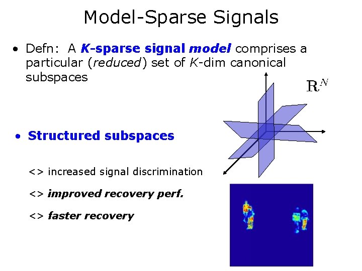 Model-Sparse Signals • Defn: A K-sparse signal model comprises a particular (reduced) set of