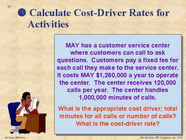 19 Calculate Cost-Driver Rates for Activities MAY has a customer service center where customers