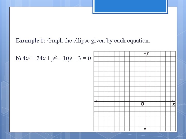 Example 1: Graph the ellipse given by each equation. b) 4 x 2 +