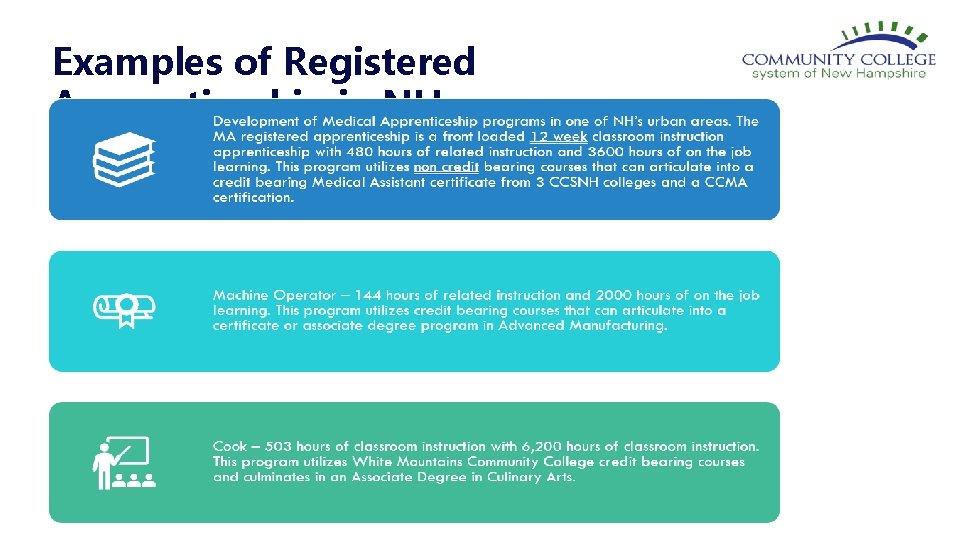 Examples of Registered Apprenticeship in NH 