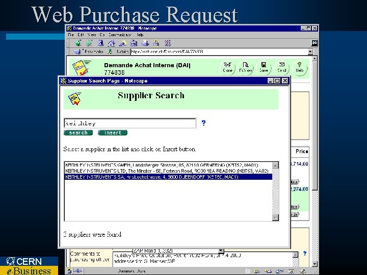 Web Purchase Request CERN e Business – 