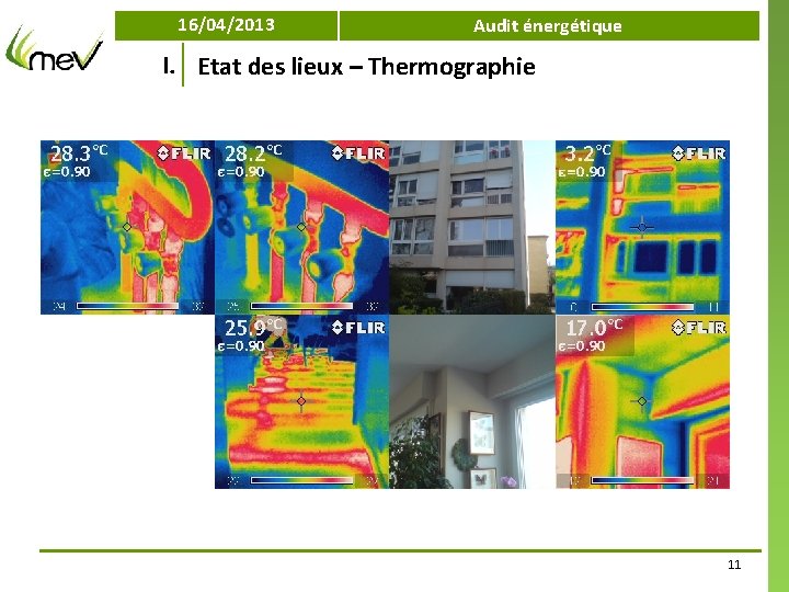 16/04/2013 Audit énergétique I. Etat des lieux – Thermographie 11 