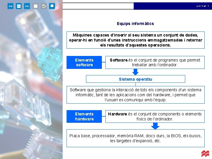 unitat 1 Equips informàtics Màquines capaces d’inserir al seu sistema un conjunt de dades,