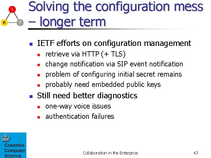Solving the configuration mess – longer term n IETF efforts on configuration management n
