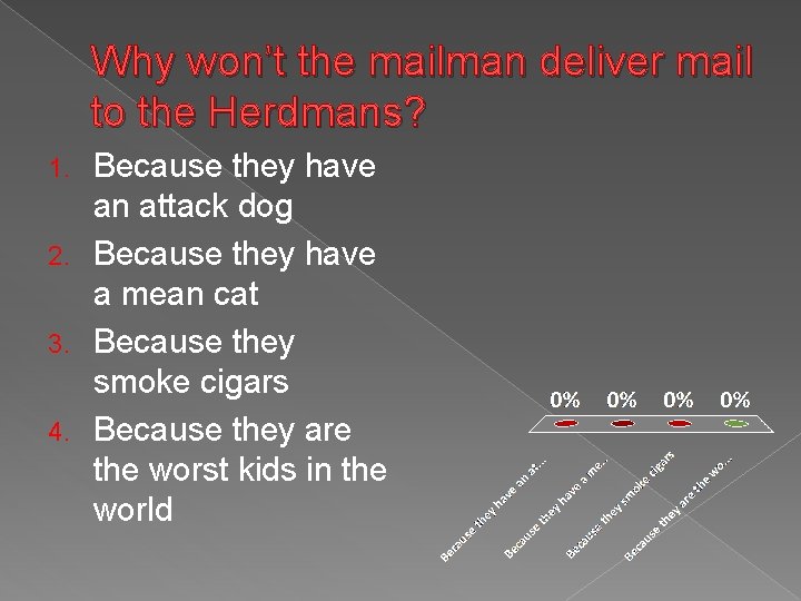 Why won’t the mailman deliver mail to the Herdmans? Because they have an attack