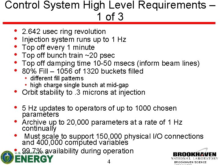 Control System High Level Requirements – 1 of 3 • • • 2. 642
