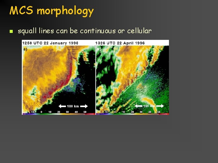 MCS morphology n squall lines can be continuous or cellular Title goes here for