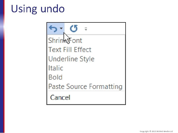 Using undo Copyright © 2015 30 Bird Media LLC 