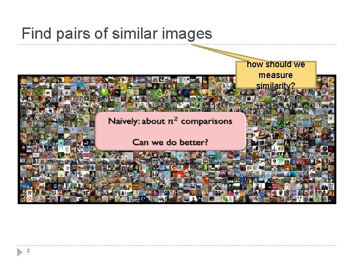 Find pairs of similar images how should we measure similarity? 2 