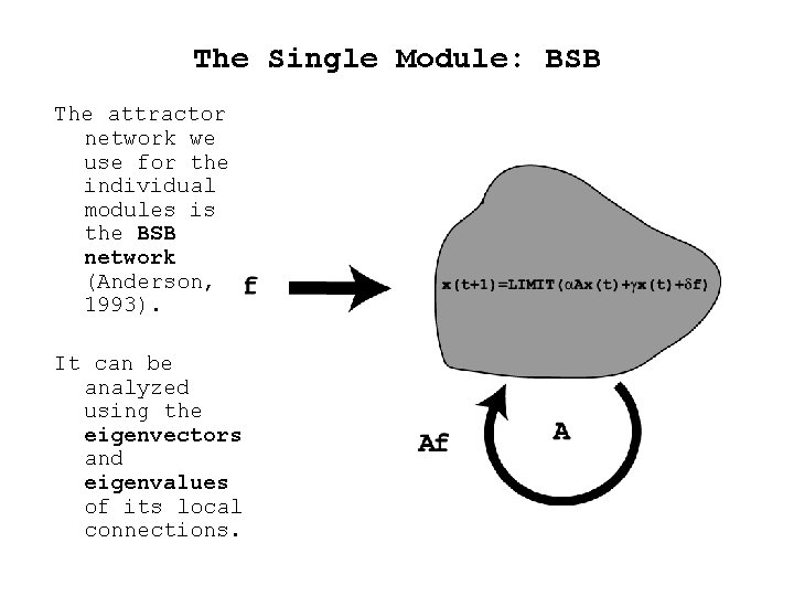 The Single Module: BSB The attractor network we use for the individual modules is