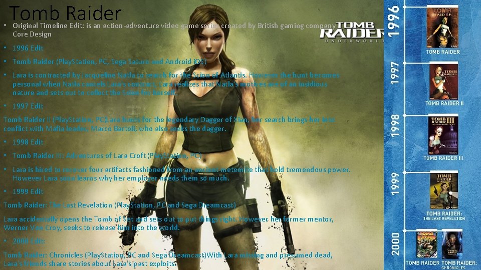 Tomb Raider • Original Timeline Edit: is an action-adventure video game series created by