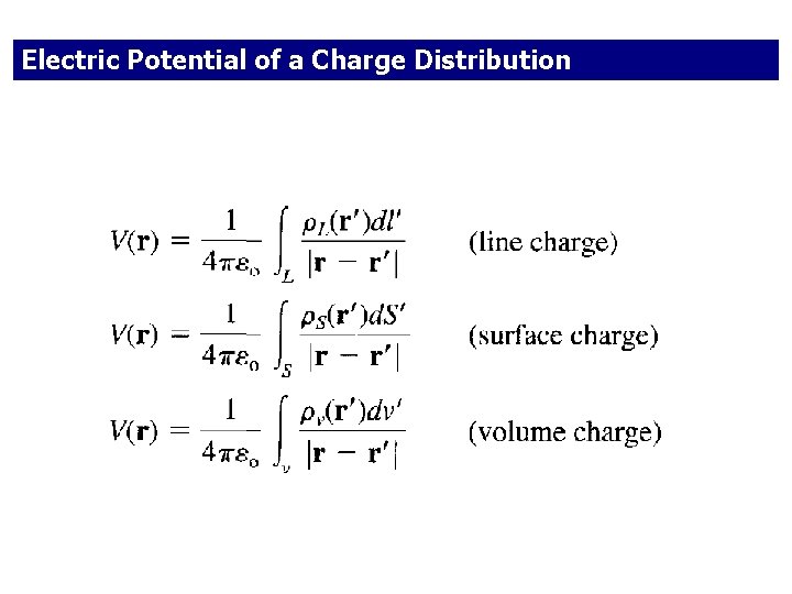 Electric Potential of a Charge Distribution 