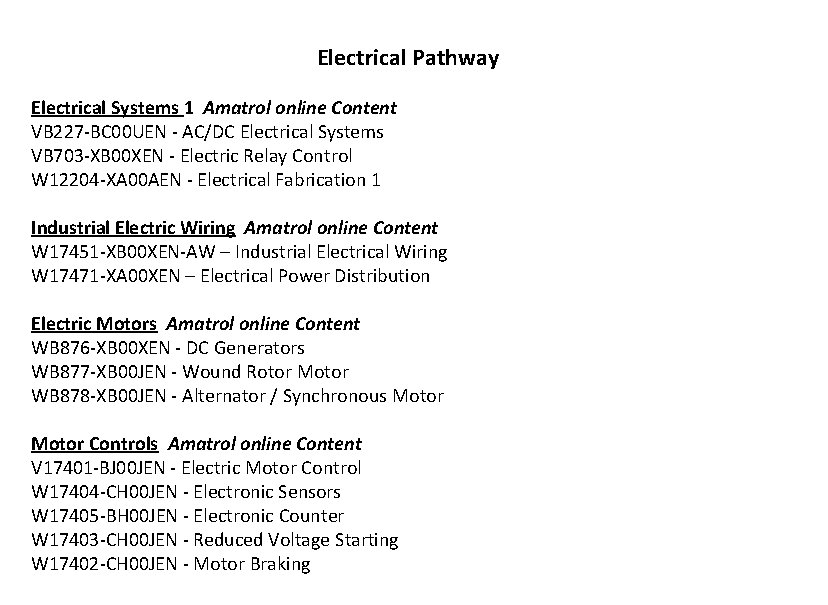 Electrical Pathway Electrical Systems 1 Amatrol online Content VB 227 -BC 00 UEN -