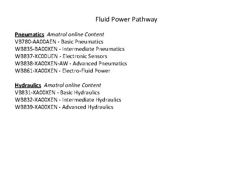 Fluid Power Pathway Pneumatics Amatrol online Content VB 780 -AA 00 AEN - Basic