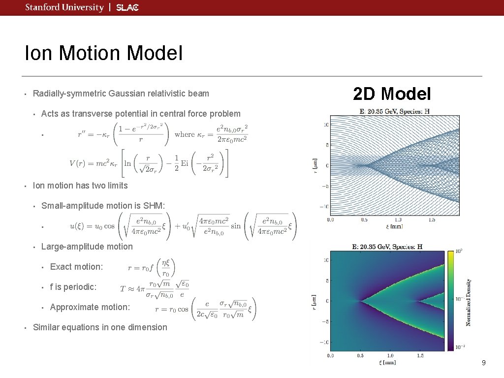 Ion Motion Model • Radially-symmetric Gaussian relativistic beam • 2 D Model Acts as