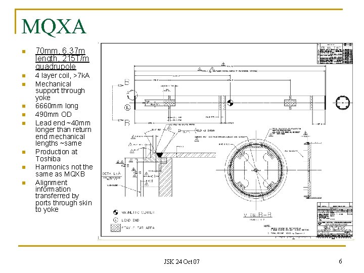 MQXA n 70 mm, 6. 37 m length, 215 T/m quadrupole n 4 layer