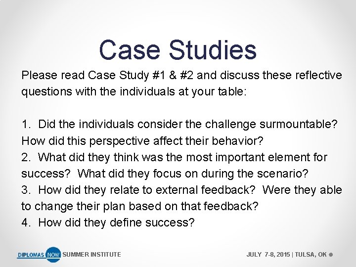 Case Studies Please read Case Study #1 & #2 and discuss these reflective questions
