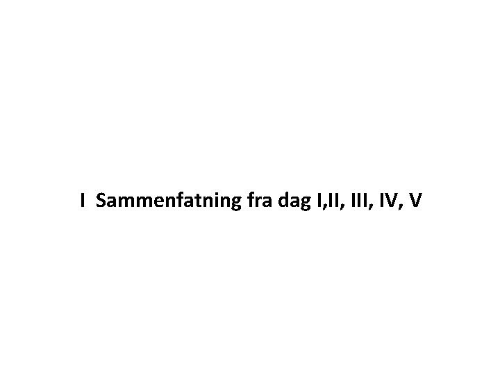 I Sammenfatning fra dag I, III, IV, V 