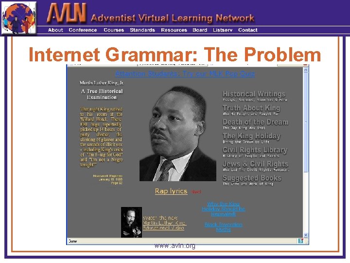 Internet Grammar: The Problem www. avln. org 