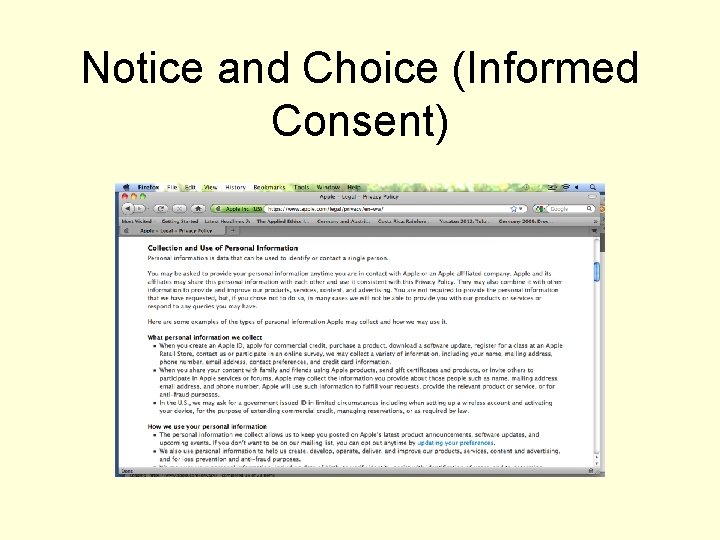 Notice and Choice (Informed Consent) 