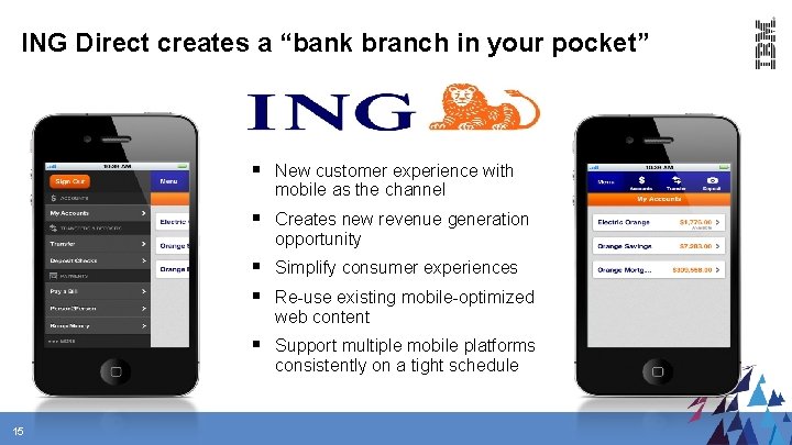 ING Direct creates a “bank branch in your pocket” New customer experience with mobile