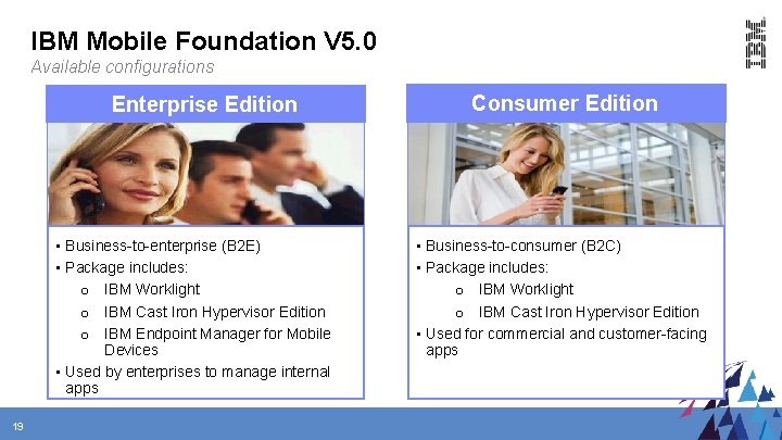 IBM Mobile Foundation V 5. 0 Available configurations Enterprise Edition • Business-to-enterprise (B 2