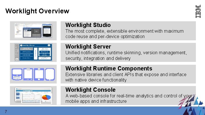 Worklight Overview Worklight Studio The most complete, extensible environment with maximum code reuse and