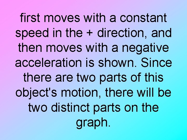 first moves with a constant speed in the + direction, and then moves with