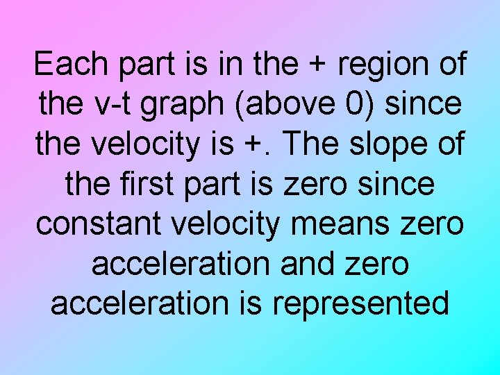 Each part is in the + region of the v-t graph (above 0) since